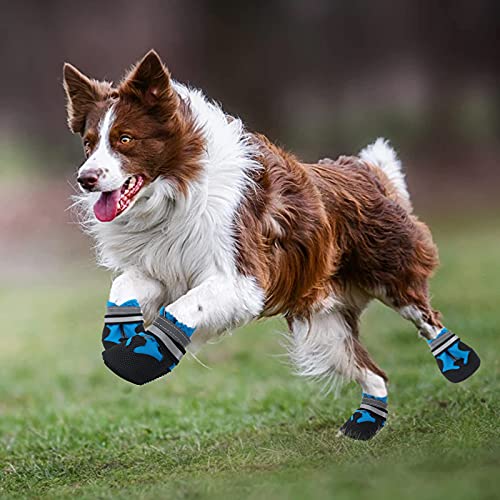 Botas para Perros,4 Piezas zapatos impermeables para perros con correas reflectantes,suela antideslizante,protectores de patas para exteriores,zapatos para perros,para perros pequeños y medianos (M)