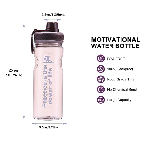 Botella De Agua de 1,5 litros, Botella de agua deportiva con indicador de mililitro, botella bicicleta de agua a prueba de fugas sin BPA, unisex para correr, andar en bicicleta, trabajar y gimnasio