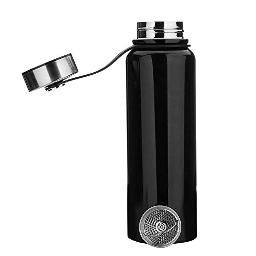 Botella de agua de acero inoxidable de 1.5 L, frasco de vacío con aislamiento de metal Botellas de agua deportivas para la familia, deportes, senderismo, gimnasio (negro, 1.5 L (13x3.5 pulgadas))