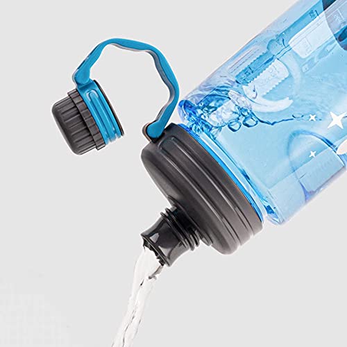 Botellabotella de agua deportiva azul de 1,5 l, Botella de agua resistente a las caídas,a prueba de fugas,botella agua de agua con indicador de mililitro, para correr, trabajar y gimnasio, etc.