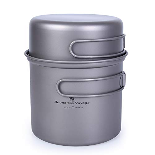 Boundless Titanium Pot Bowl con empuñadura Plegable Juego de vajilla de Cocina de Picnic para Acampar al Aire Libre