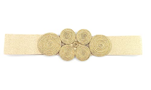 BRANDELIA Cinturón Elástico Mujer Fiesta Estilo Cordón de Seda para Combinarlo Con Vestidos o Faldas, Dorado
