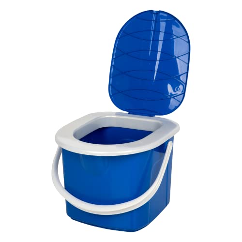 BranQ - Home essential Inodoro portátil para Camping de 15,5 litros con Capacidad de Carga máxima de hasta 120 kg, plástico PP sin BPA, tamaño 31 x 31 x 28 cm (Largo x Alto x Ancho), pequeño, Azul, S