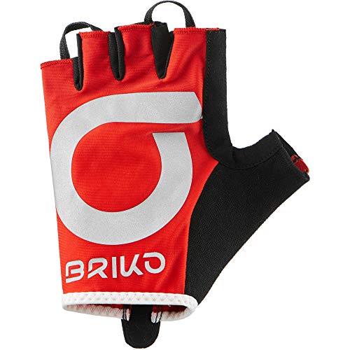 Briko High Visibility Glove Guantes Ciclismo, Unisex Adulto, Red Black, L