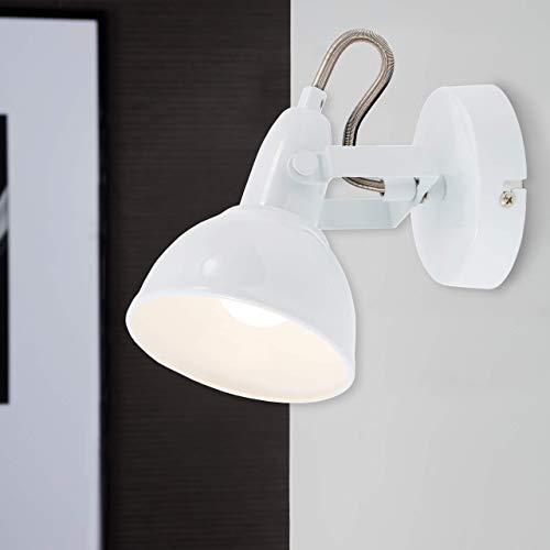 Briloner Leuchten 2049-016 - Lámpara de pared con foco giratorio y orientable, diseño retro, metal, 40 W, color blanco
