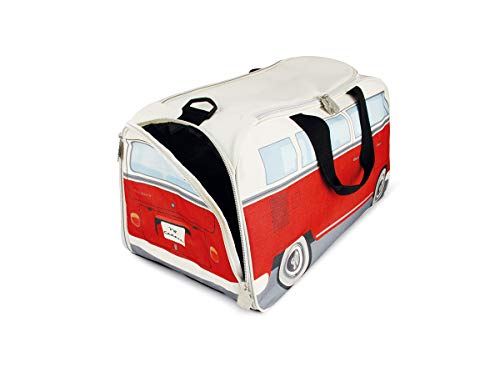 Brisa VW Collection - Volkswagen Furgoneta Hippie Bus T1 Van Bolsa de Deporte Plegable con Asas, Bolsa de Viaje con Compartimento Impermeable para Zapatos, Equipaje, Duffel Bag para Gimnasio (S/Rojo)