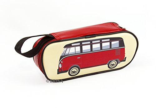 BRISA VW Collection - Volkswagen Furgoneta Hippie Bus T1 Van Estuche para lápices de polipiel (PU), Caja de papelería, Bolso de Maquillaje-Cosméticos, para Escuela/Oficina/Regalo (Clásico/Rojo)