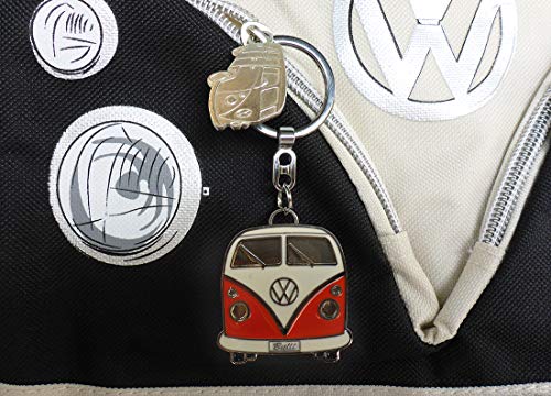 Brisa VW Collection - Volkswagen Furgoneta Hippie Bus T1 Van Llavero Vintage en una Caja de Regalo, Anillo de Llavero Retro, Accesorios del Coche como Idea de Regalo/Souvenir (Frente/Rojo&Blanco)