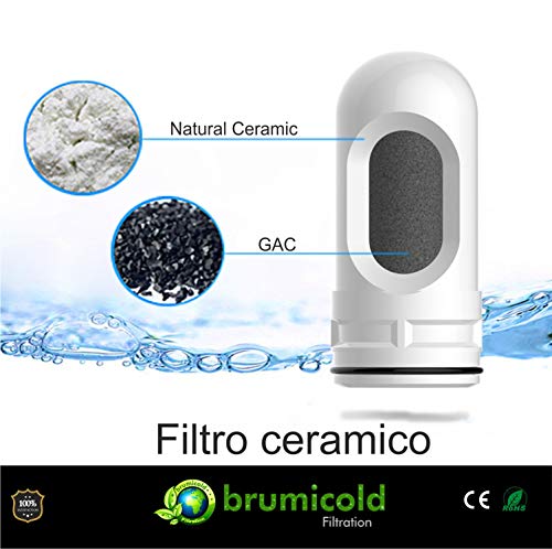 BRUMICOLD SPAIN Recambio 8351 filtro grifo cocina cerámico con carbón de coco elimina cloro, metales pesados, nitratos,