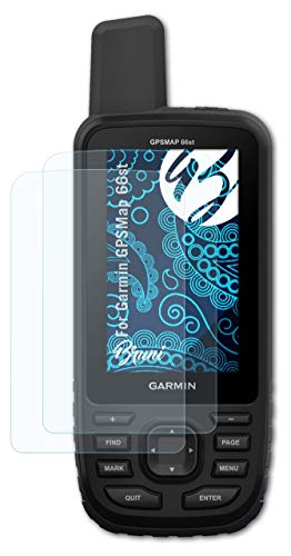 Bruni Película Protectora Compatible con Garmin GPSMap 66st Protector Película, Claro Lámina Protectora (2X)