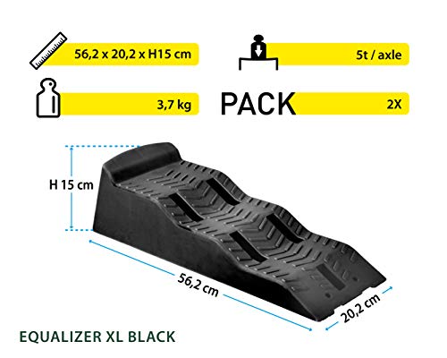 Brunner 7110103N.C03 - Juego de cuñas de nivelación Equalizer XL Black para caravanas y caravanas, sin Bolsa, 2 Unidades, Negro