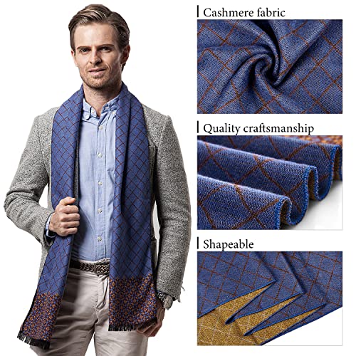 Bufanda de Hombre la tela escocesa cozy Abrigo Del Mantón cuello bufanda Regalos para Hombre (Azul)