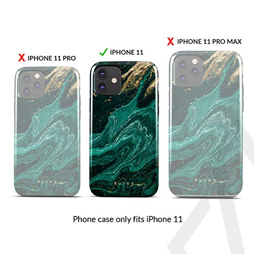 BURGA Phone Case Compatible with iPhone 11 Emerald Green Jade Stone High Fashion Luxury Gold Glitter Marble Cute For Girls Heavy Duty Shockproof Dual Layer Hard Shell + Silicone Protective Cover