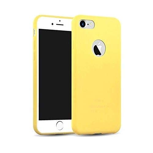 CABLEPELADO Funda silicona compatible con iPhone 7 agujero logo textura suave Amarillo claro