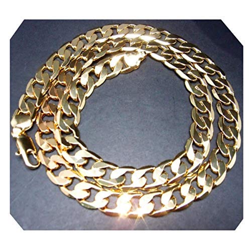 Cadena de oro de 10 mm, corte de diamante, de 14 quilates, collar de eslabones cubanos lisos, fabricado en Estados Unidos, 50,8 cm