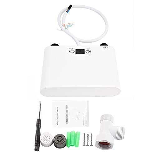 Calentador de Agua Eléctrico, Mini Calentador de Agua de 35-55 ℃ con Pantalla Digital LED Y Dispositivo de Protección Antifugas para Ducha de Baño
