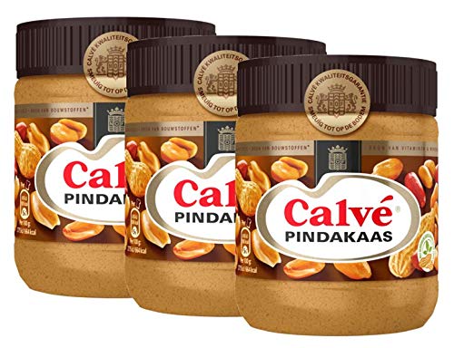 Calvé Pindakaas mantequilla de cacahuate, maní, vidrio, 3 x 350 g