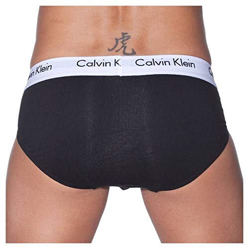 Calvin Klein 3 Pack Briefs-Cotton Stretch Slips, Negro (Black), M (Pack de 3) para Hombre