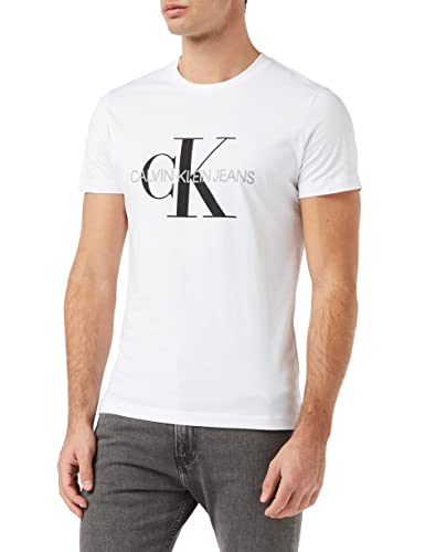 Calvin Klein Iconic Monogram SS Slim tee Camiseta, Blanco (Bright White Yaf), S para Hombre