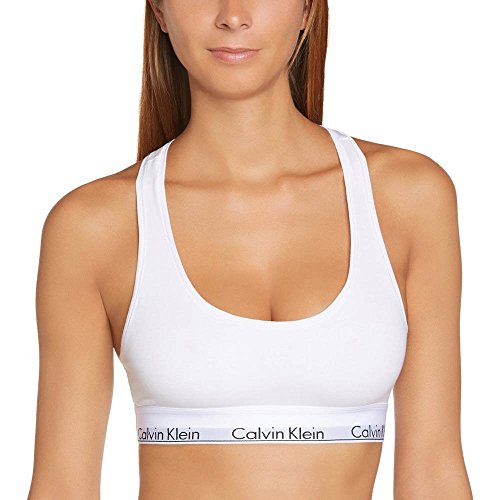 Calvin Klein Modern Cotton Unlined Bralette Sujetador Deportivo, Blanco (White 100), S para Mujer