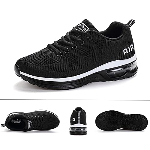 Calzado Deportivo para Hombres y Mujeres Calzado para Correr Zapatillas con amortiguación de Aire Zapatillas para Caminar al Aire Libre Blanco Negro 40