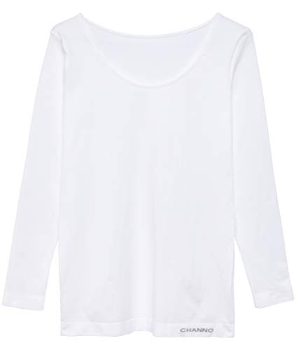 Camiseta Interior Mujer Manga Larga Licra Sin Costuras Seamless Colores Lisos (Blanco, M-L)
