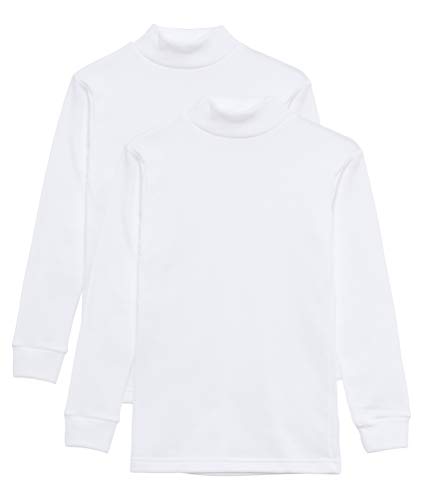 Camiseta Térmica Interior Niños Cuello Medio Alto Semi Cisne Manga Larga Colores Lisos. Pack de 2 Camisetas (Blanco, 6 años)