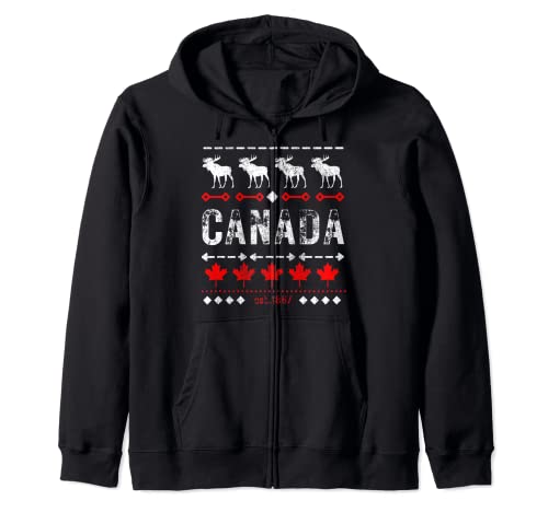 Canadá patrón canadiense ciervo y hoja de arce Sudadera con Capucha