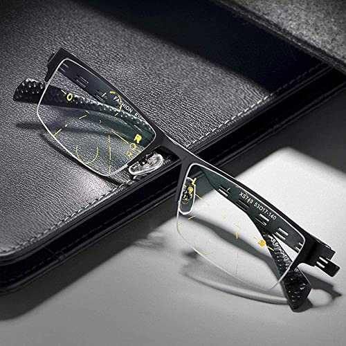 CAOXN Gafas De Lectura Fotocromáticas Multifocales De Titanio Puro, Gafas De Sol UV400 para Exteriores HD para Hombre Dioptrías De +1,0 A +3,0,Negro,1.5 x