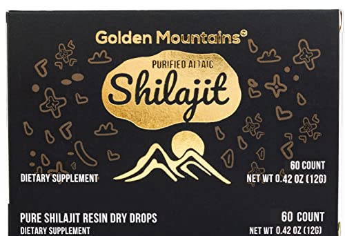 Cápsula de resina Shilajit Puro Premium de Siberian Green Altai "Golden Mountains" - 60 unidades (200 mg) Calidad auténtica y ácido fúlvico