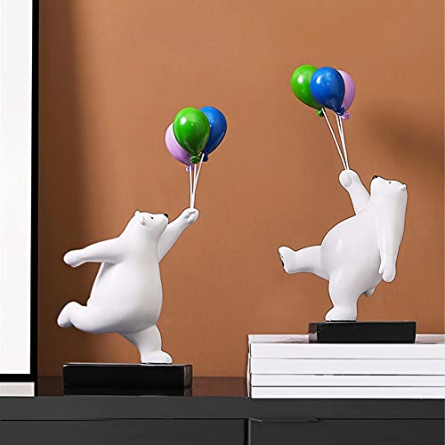 CareMont Figuras de Resina de Oso Volador Estatua de Osos Polares en Globo DecoracióN de Oficina en Casa Sala de Estar Sala de NiiOs Adorno de Escritorio - A