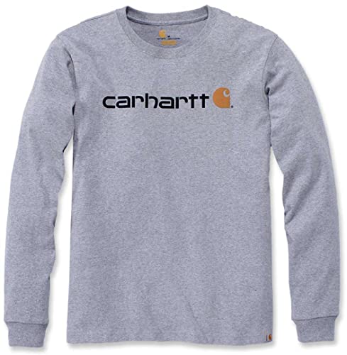 Carhartt Long-Sleeve Workwear Signature Graphic T-Shirt-Core Logo Camiseta, Heather Grey, L para Hombre