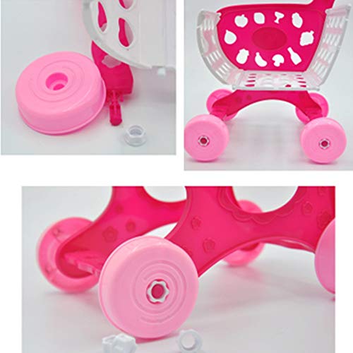 Carrito de compras para niños juguete Puzzle mini supermercado Niños empuje de las compras jugar a las casitas Juguetes 2 colores Carrito de juegos para niños ( Color : Pink , Size : 26x13x29.5CM )