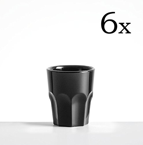 Cartaffini - Juego de 6 vasos de metacrilato (capacidad hasta el borde, 5 cl), color negro