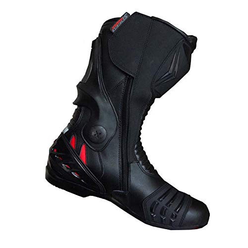 CE aprobado negro Speed MAX para hombre moto moto carreras zapatos de cuero botas