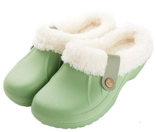 CELANDA Unisex Zuecos Calido Hombre Impermeable Zapatillas de Estar por Casa Mujer Invierno Pantuflas con Forro Pelusa Caliente Zapatos de jardín