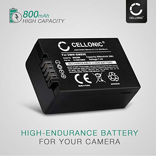 CELLONIC® 2X Batería de Repuesto DMW-BMB9E para Panasonic Lumix DC-FZ82 DMC-FZ72 FZ70 DMC-FZ100 FZ150 DMC-FZ45 FZ40 FZ47 FZ48 DMC-FZ62 FZ60, 800mAh + Cargador, Accu Sustitución Camara, Battery