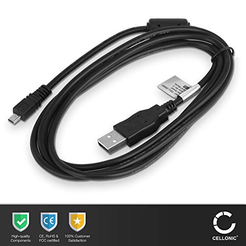 CELLONIC® Cable USB Compatible con Nikon D5500 D5300 D5200 D5100 D5000 D750 D7200 D7100 D3300 DF CoolPix B500 L120 L340 L810 L820 L830 L840 P510 P520 P500 A10, UC-E6 UC-E16 UC-E17 Cable de Carga Dato