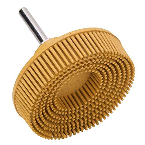 Cepillo de disco de taladro eléctrico, cepillo abrasivo de goma esmeril Cepillo de pulido desbarbadora para pulir metal duro(Amarillo)