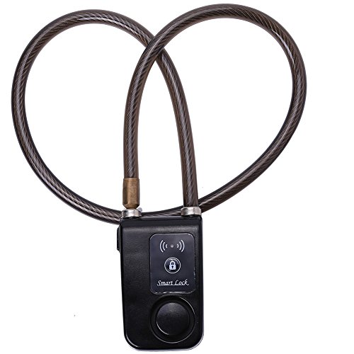 Cerradura Inteligente para Bicicletas Bluetooth Cadena Antirrobo con Alarma 110dB para IOS y Android(Color : Negro )
