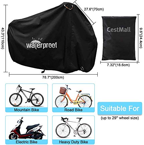 CestMall Bicicleta Cubierta, Funda Bicicleta Exterior Impermeable contra Lluvia, Sol, Polvo Protector portátil y Plegable de Poliéster Bicicleta Plegable con Bolsa de Almacenamiento