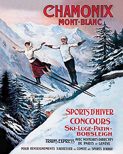 Chamonix Mont-Blanc Lienzo Impreso de 40 x 50 cm, Poliéster, Multicolor, 40x50x3.2 cm