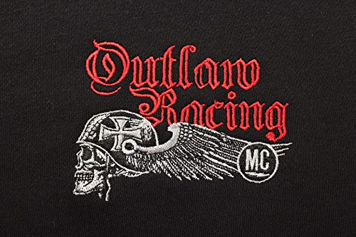 Chaqueta Sudadera con Capucha: Outlaw Racing - con Bordado/Hoodie/Hoody Zipper Sweater/Hombre-s y Mujer-es/Moto-cicleta/USA/Chopper/Skull Calavera/Motero/Hooded-Jacket (XL)