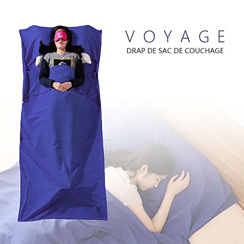 Chenci - Tela de saco de dormir, bolsa de dormir forro, microfibra saco de dormir ideal para albergues, refugios, camping 210 x 115 cm, azul
