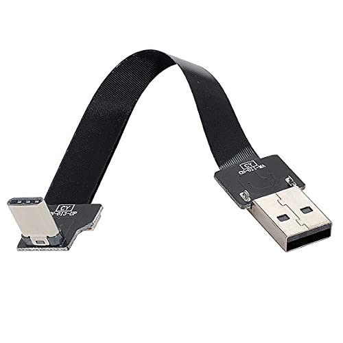 ChenYang CY Tipo-A USB 2.0 macho a tipo C USB-C macho hacia arriba en ángulo de 90 grados de datos plano delgado FPC cable 20CM para FPV y disco y teléfono