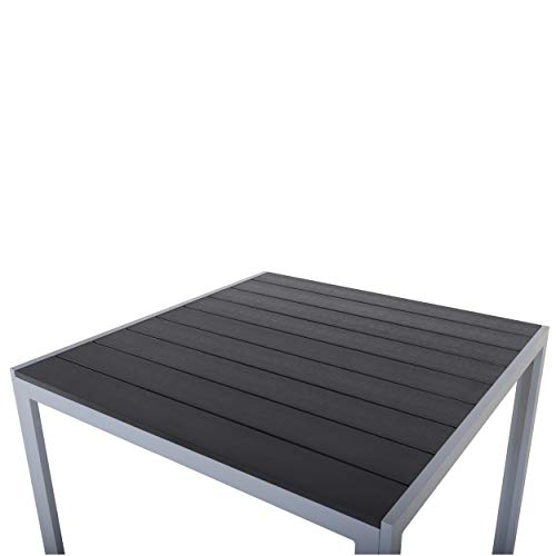 Chicreat - Mesa de aluminio con superficie de Polywood, 90 x 90 x 75 cm, plateado y negro