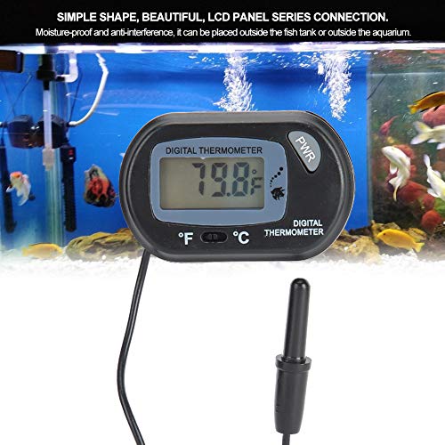 Cikonielf Termómetro digital LCD para acuario, termómetros de agua para tanque de peces, termómetros de reptiles, medidor de temperatura con ventosa y sonda