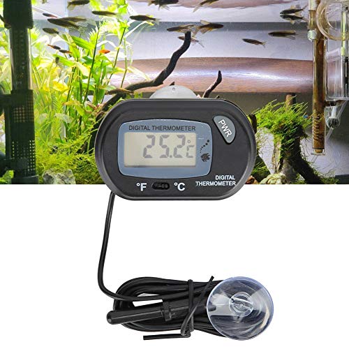 Cikonielf Termómetro digital LCD para acuario, termómetros de agua para tanque de peces, termómetros de reptiles, medidor de temperatura con ventosa y sonda