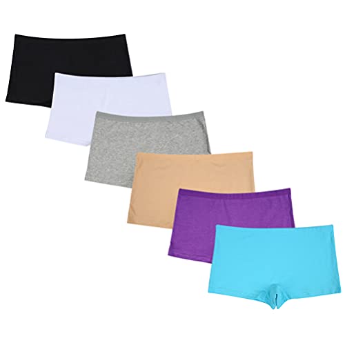 Closecret Lencería para Mujer Paquete de 6 Comfort Soft Boyshorts Bragas de Algodón Elástico (L(Cintura:76-81cm), 6 Colores)