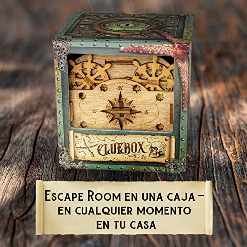 Cluebox, Un juego de escape en una caja, el cofre de Davy Jones, rompecabezas 3D de madera cada de regalo, caja de trucos